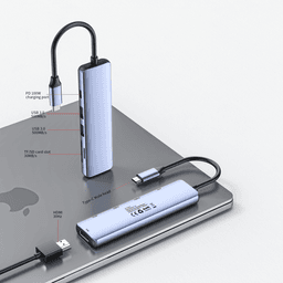 HB01 OEM Factory Aluminum 6 in 1 USB-C Docking Station 3