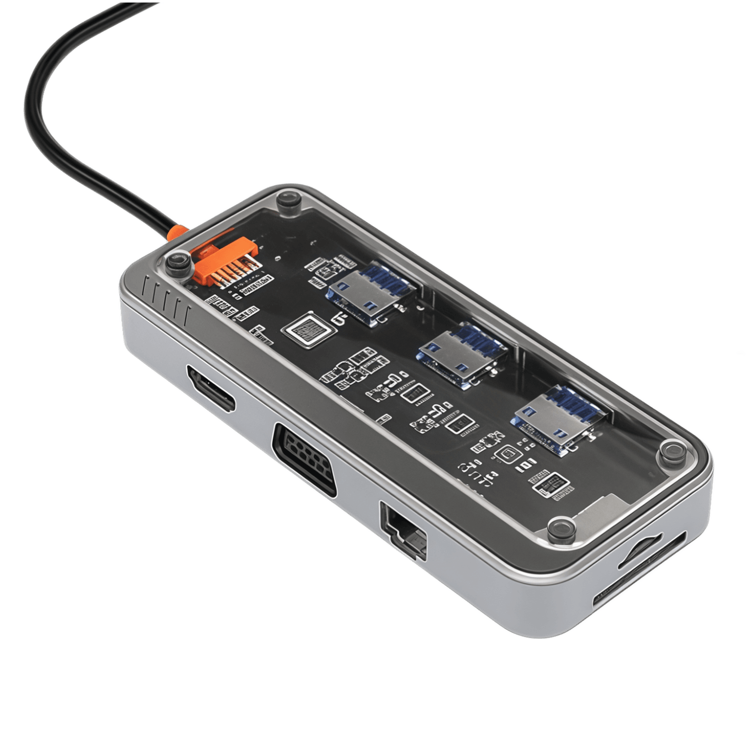 K10V-PRO 10 in 1 2023 New Design Transparent Punk Style USB-C HUB